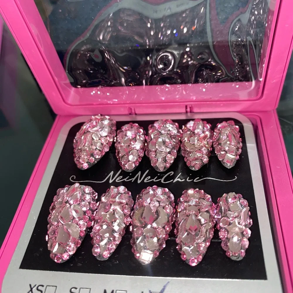 Pink Rhinestone Press-On Nails - Picture 4 of 4